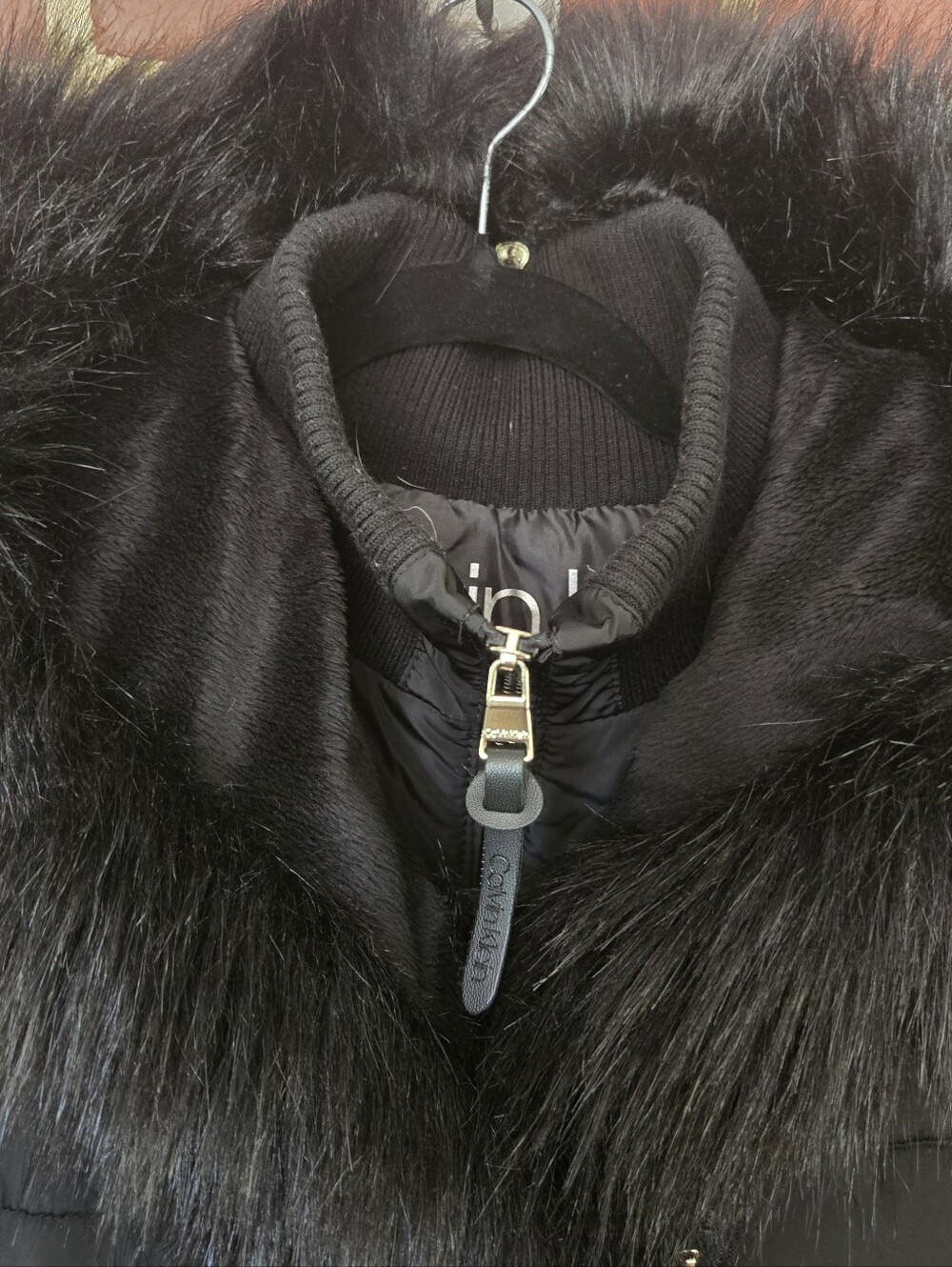 Calvin Klein Performance Black Faux Fur Hooded Puffer Sweater Coat Jacket 1X - Picture 3 of 11